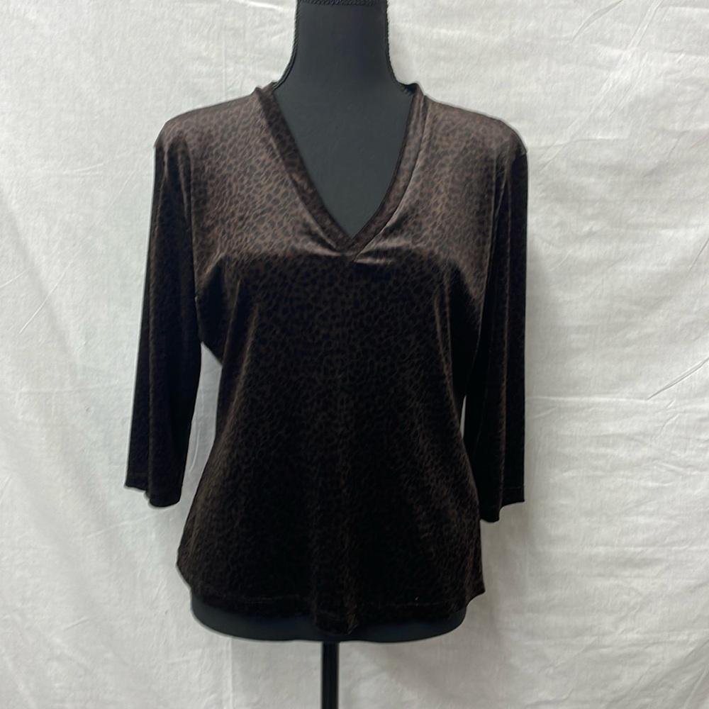CPW leopard print velvet/velour top, size L in black and brown print, very soft